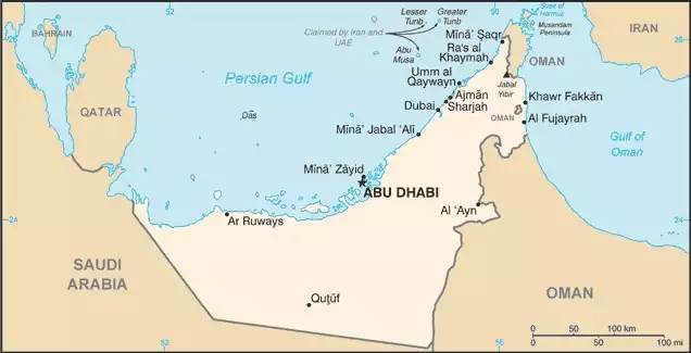 The United Arab Emirates map