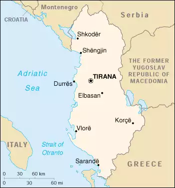 The Republic of Albania map
