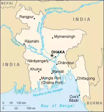 The People's Republic of Bangladesh map