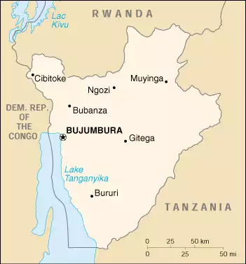 The Republic of Burundi map