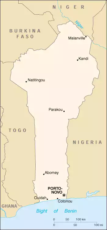The Republic of Benin map