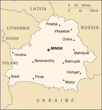 The Republic of Belarus map