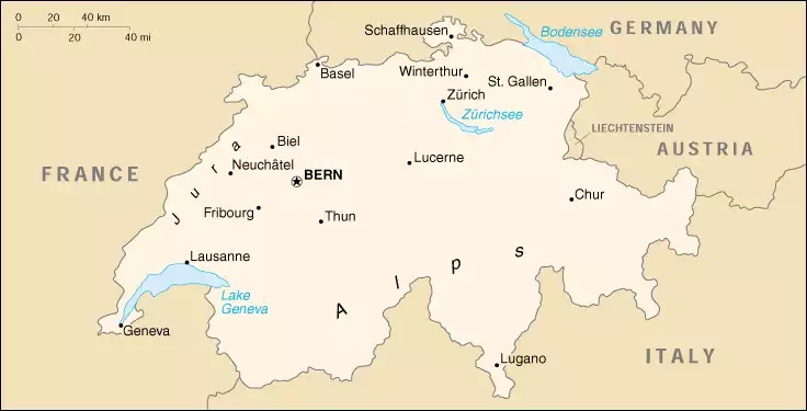 The Swiss Confederation map