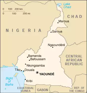 The Republic of Cameroon map