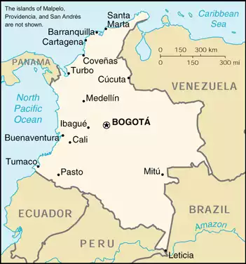 The Republic of Colombia map