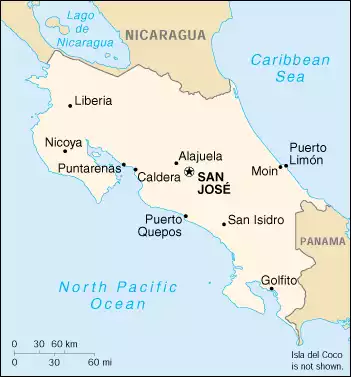 The Republic of Costa Rica map