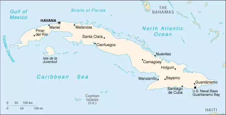 The Republic of Cuba map