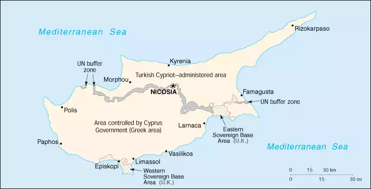 The Republic of Cyprus map