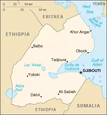 The Republic of Djibouti map