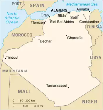 The People's Democratic Republic of Algeria map