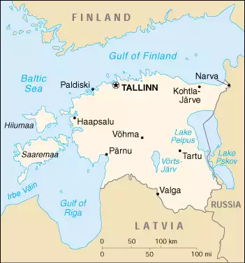 The Republic of Estonia map