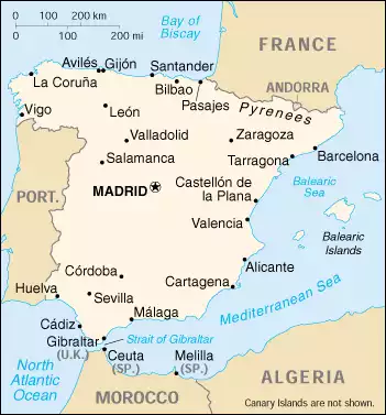 The Kingdom of Spain map