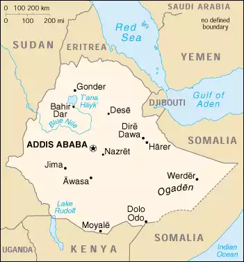 The Federal Democratic Republic of Ethiopia map