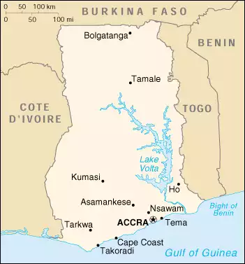 The Republic of Ghana map