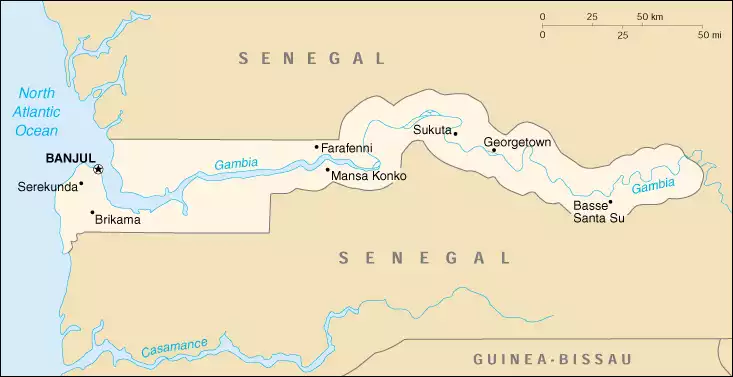 The Republic of The Gambia map