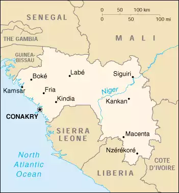 The Republic of Guinea map
