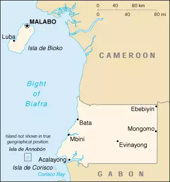 The Republic of Equatorial Guinea map