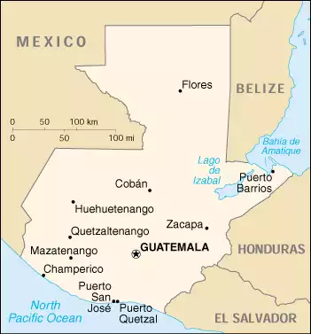 The Republic of Guatemala map