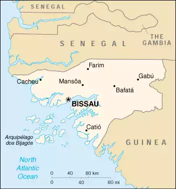 The Republic of Guinea-Bissau map