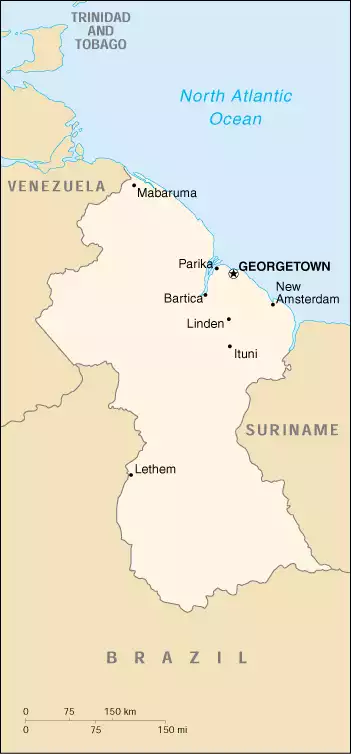 The Co-operative Republic of Guyana map