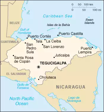 The Republic of Honduras map