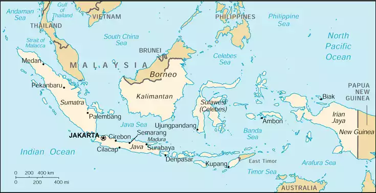 The Republic of Indonesia map