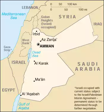 The Hashemite Kingdom of Jordan map