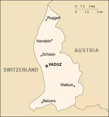 The Principality of Liechtenstein map