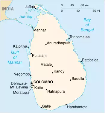 The Democratic Socialist Republic of Sri Lanka map