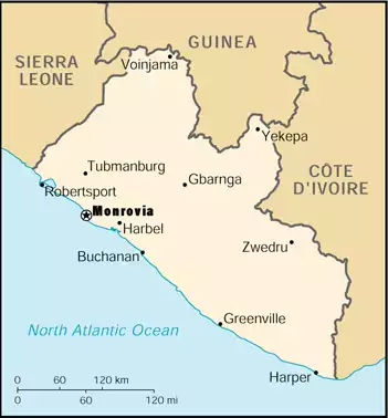 The Republic of Liberia map