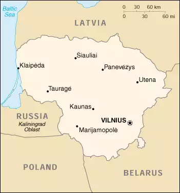 The Republic of Lithuania map