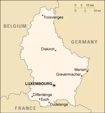 The Grand Duchy of Luxembourg map