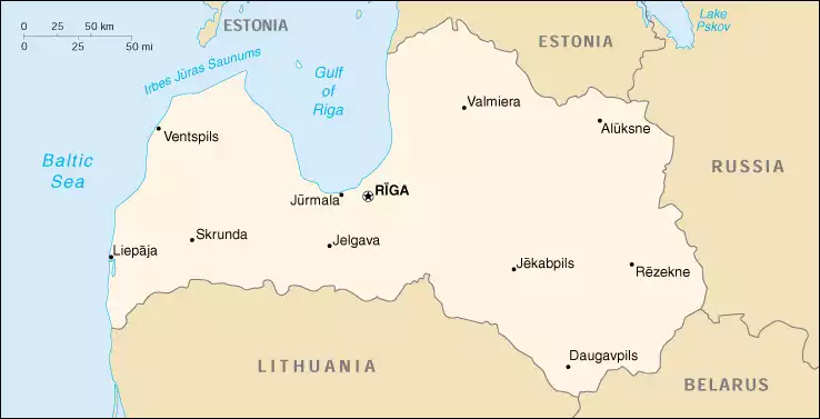 The Republic of Latvia map