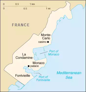 The Principality of Monaco map