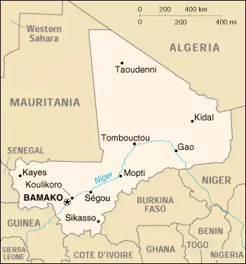 The Republic of Mali map