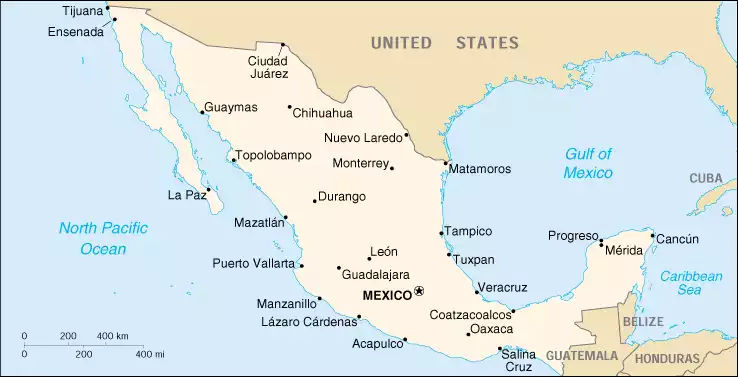 The United Mexican States map
