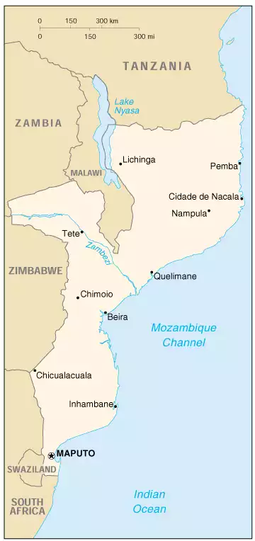 The Republic of Mozambique map