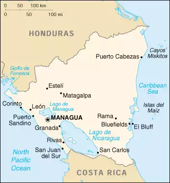 The Republic of Nicaragua map