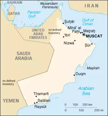 The Sultanate of Oman map