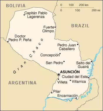 The Republic of Paraguay map