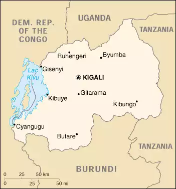 The Republic of Rwanda map