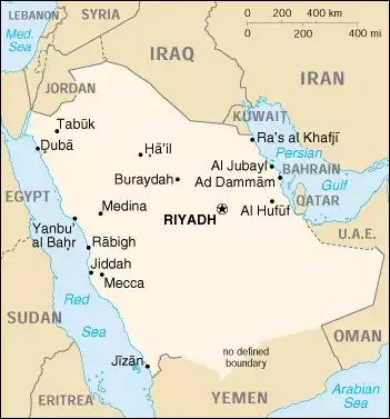 The Kingdom of Saudi Arabia map