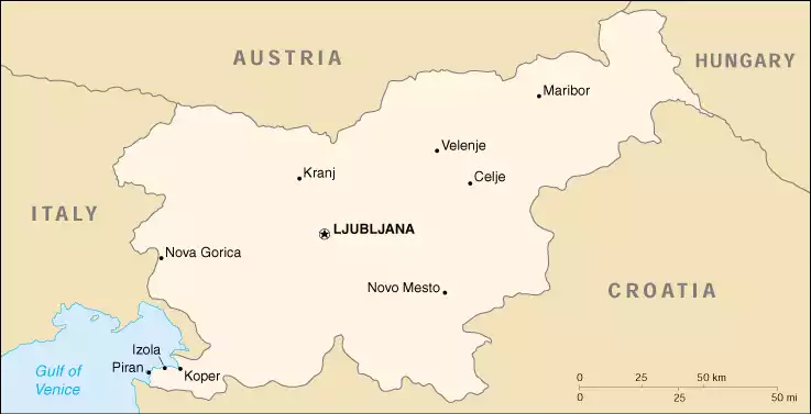 The Republic of Slovenia map