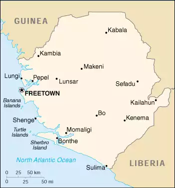 The Republic of Sierra Leone map