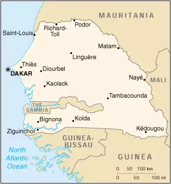 The Republic of Senegal map
