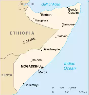 The Federal Republic of Somalia map