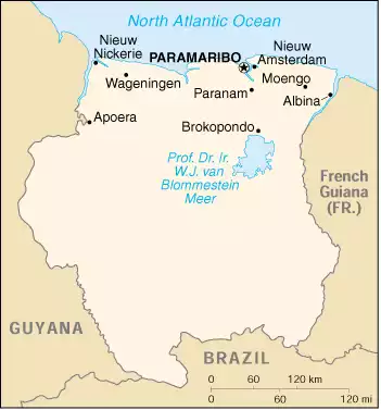 The Republic of Suriname map