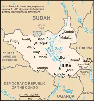 The Republic of South Sudan map