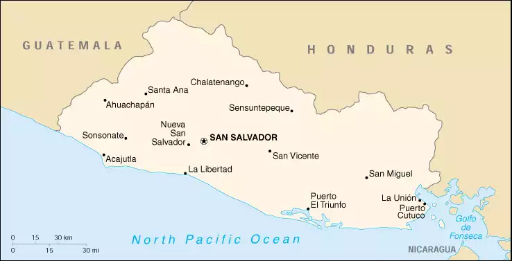 The Republic of El Salvador map