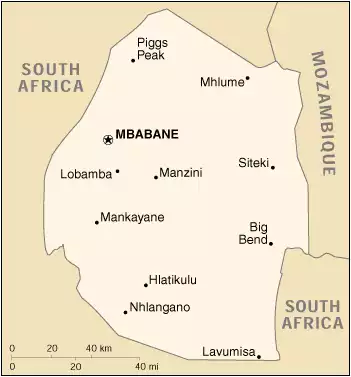 The Kingdom of Eswatini map
